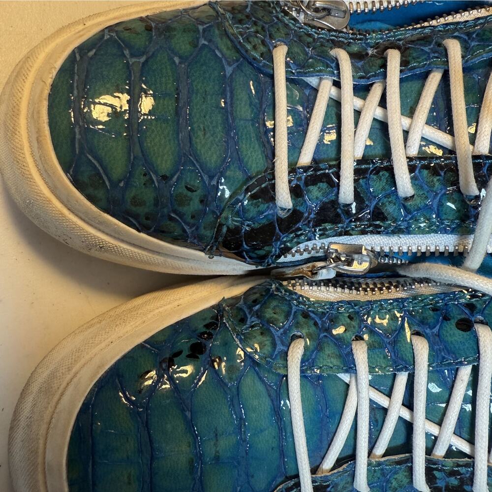 Giuseppe Zanotti Python Embossed Zip Sneakers Tea… - image 5